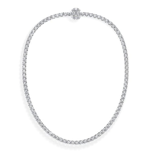 Colier Tennis, cu diamante de laborator 25.10 CT, din aur alb 18 KT