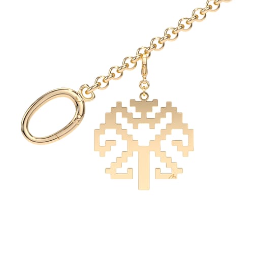 Charm pentru geanta Copacul Vietii, din alama placata cu aur galben