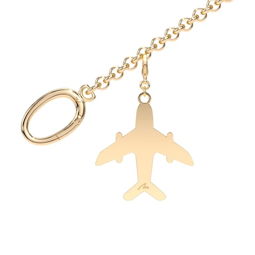 Charm pentru geanta Avion, din alama placata cu aur galben