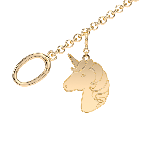 Charm pentru geanta Unicorn, din alama placata cu aur galben