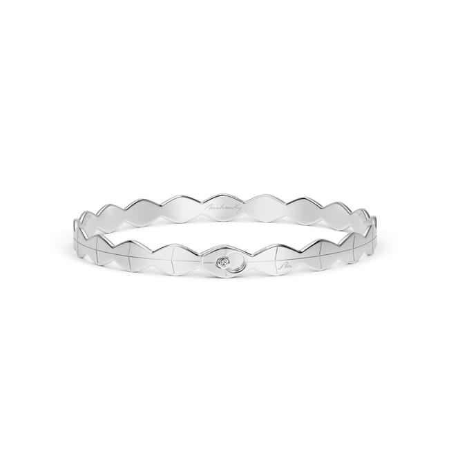 Bratara fixa din aur alb 14 KT cu diamant alb, Infinity