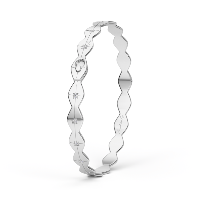 Bratara fixa din aur alb 14 KT cu diamante albe, Infinity