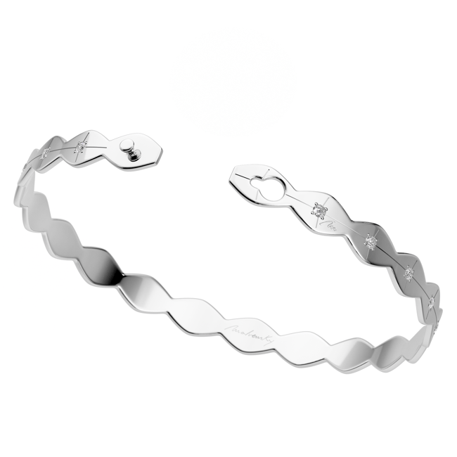 Bratara fixa din aur alb 14 KT cu diamante albe, Infinity