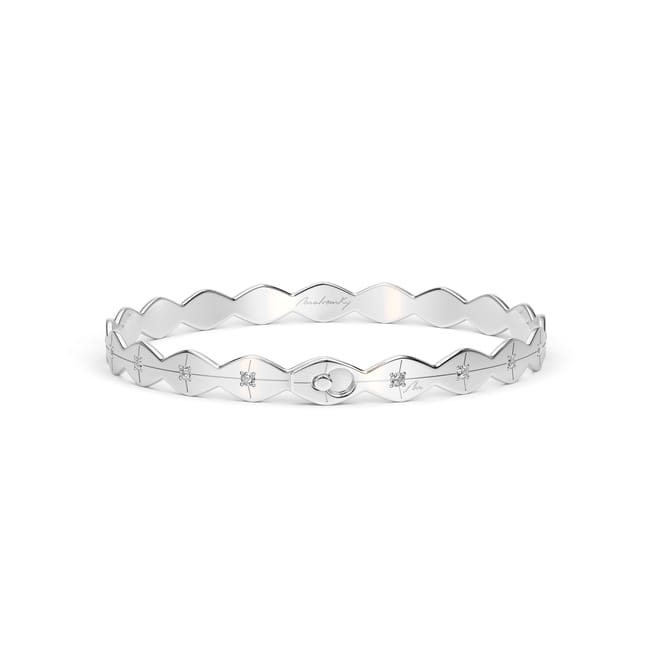 Bratara fixa din aur alb 14 KT cu diamante albe, Infinity