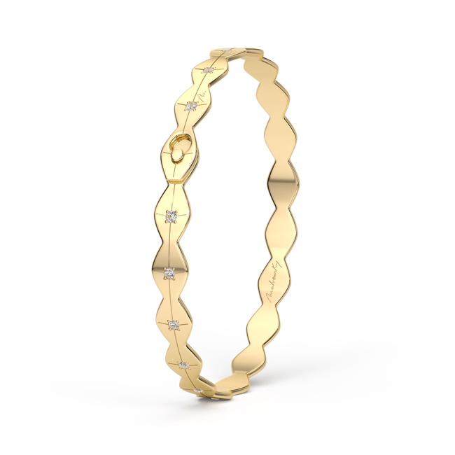 Bratara fixa din aur galben 14 KT cu diamante albe, Infinity