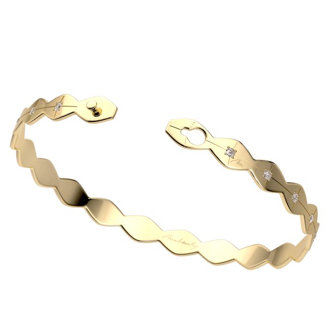 Bratara fixa din aur galben 14 KT cu diamante albe, Infinity