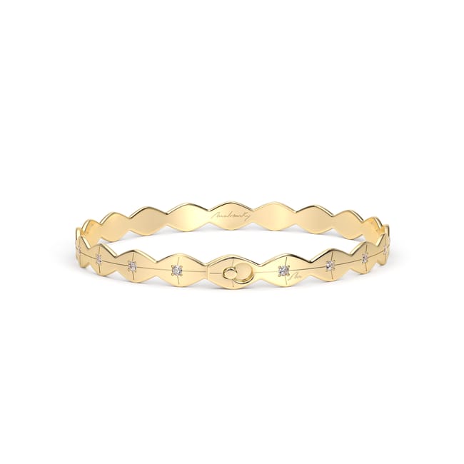 Bratara fixa din aur galben 14 KT cu diamante albe, Infinity