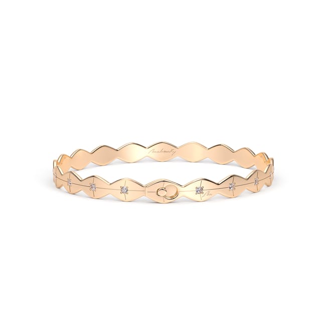 Bratara fixa din aur roz 14 KT cu diamante albe, Infinity