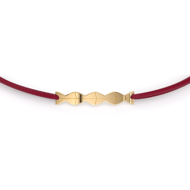 14 KT yellow gold Column pendant bracelet on string