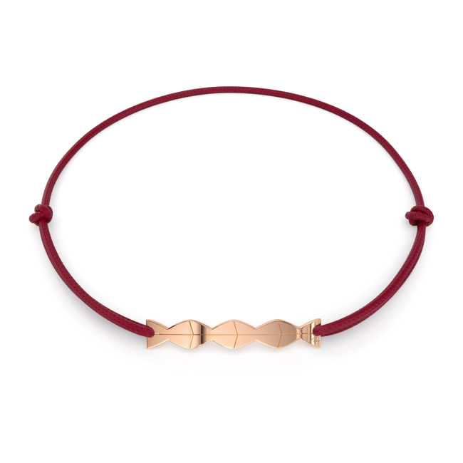 14 KT rose gold Column pendant bracelet on string