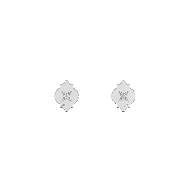 14 KT white gold Asha earrings with white diamonds