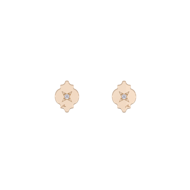 14 KT rose gold Asha earrings with white diamonds