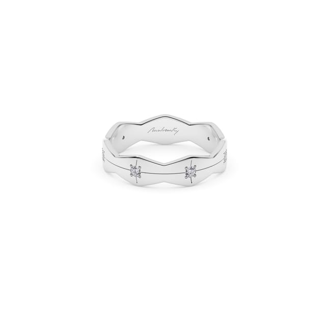 Verigheta aur alb 14 KT cu diamante, lata, Infinity