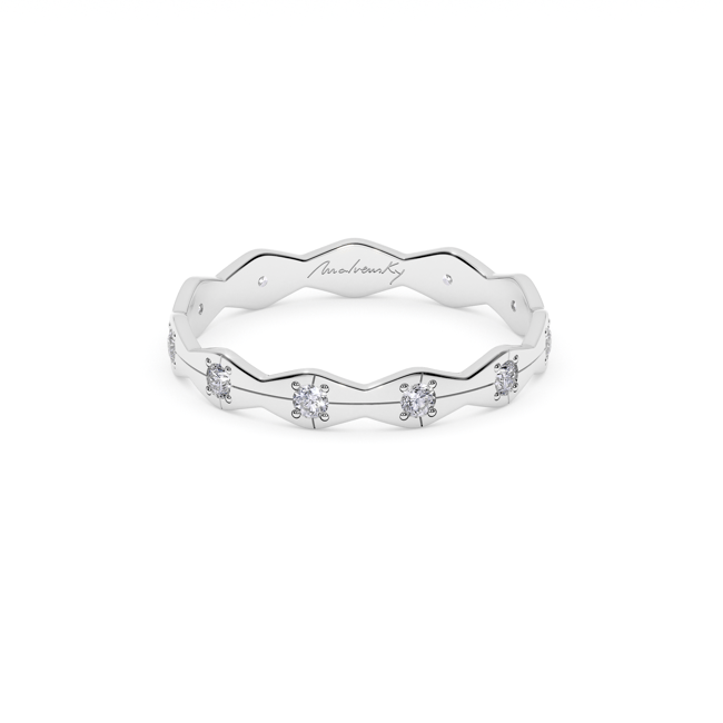 Verigheta aur alb 14 KT cu diamante, subtire, Infinity