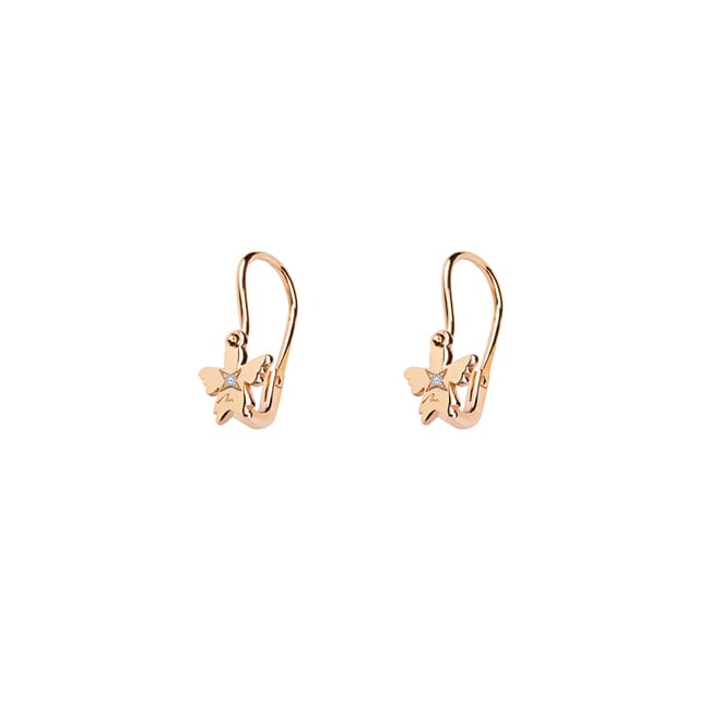 14 KT rose gold Baby Angel hoop earrings with white diamonds