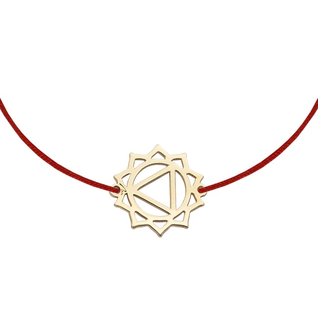 Bratara pe snur Chakra Plexului Solar Manipura, din aur galben 14 KT