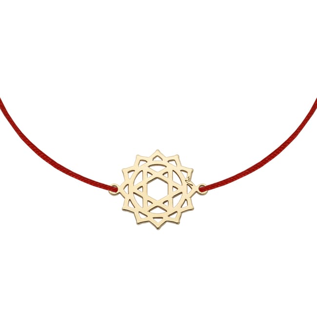 Bratara pe snur Chakra Inimii Anahata, din aur galben 14 KT