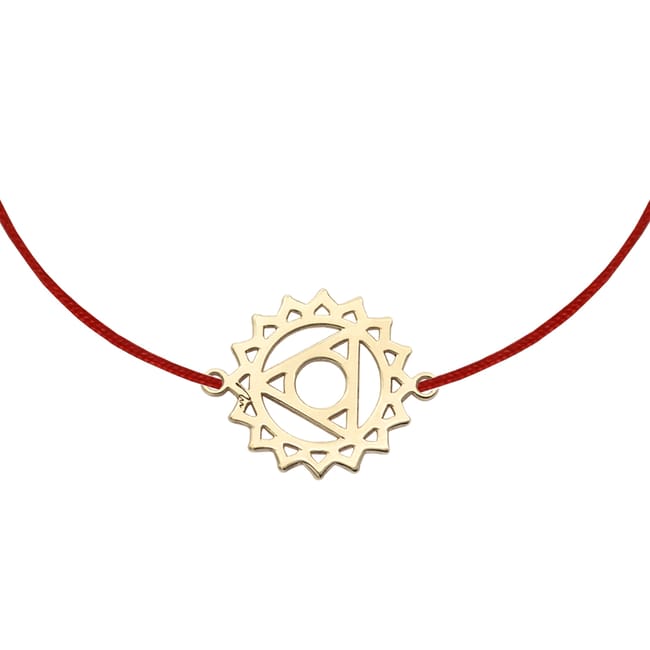 Bratara pe snur Chakra Gatului Vishudda, din aur galben 14 KT
