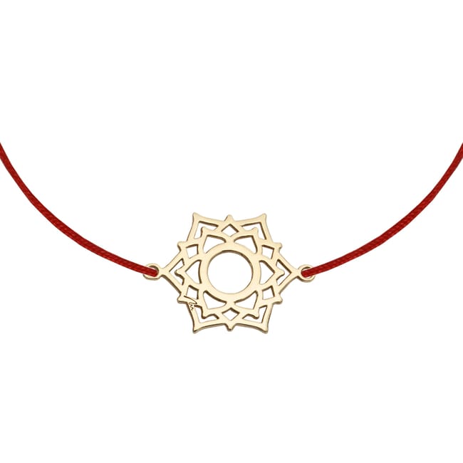 Bratara pe snur Chakra Coroanei Sahasrara, din aur galben 14 KT