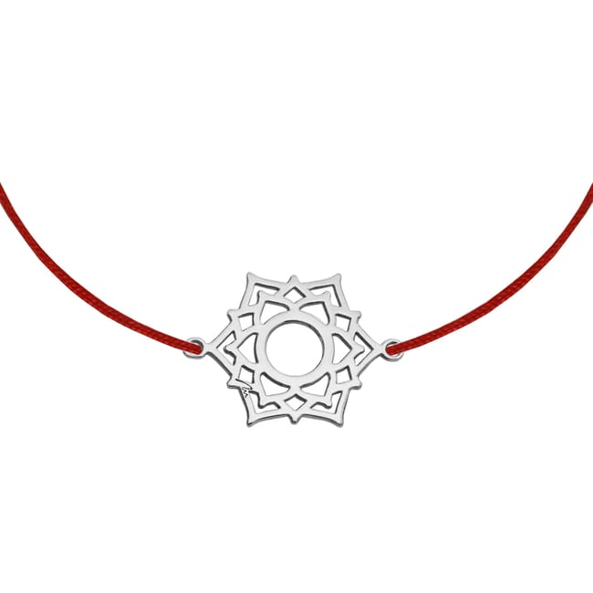 Bratara pe snur Chakra Coroanei Sahasrara, din aur alb 14 KT