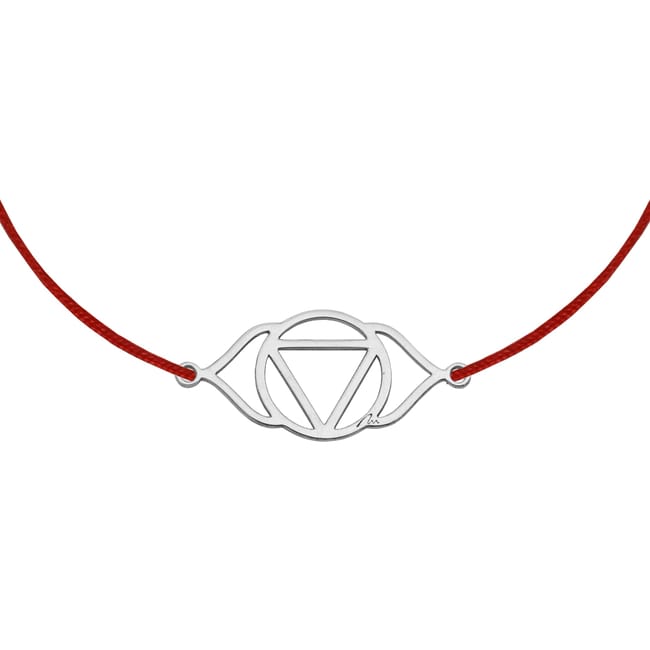 14 KT white gold Ajna Third Eye Chakra bracelet on string