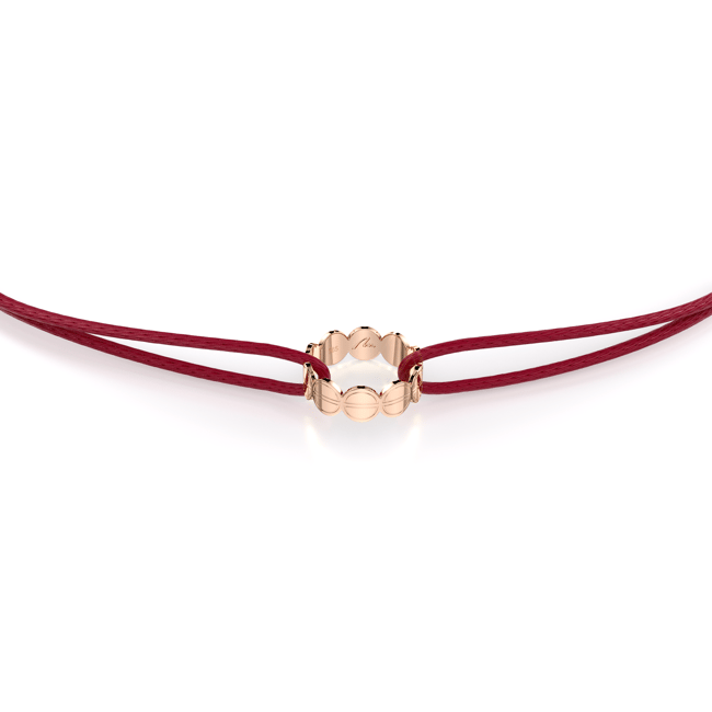 Bratara pe snur Embrace, din aur roz 14 KT
