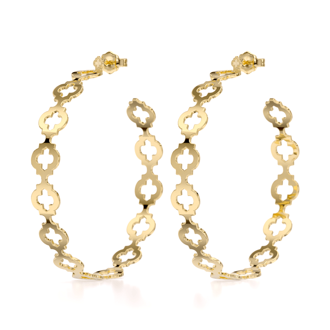14 KT yellow gold Noura M hoop earrings