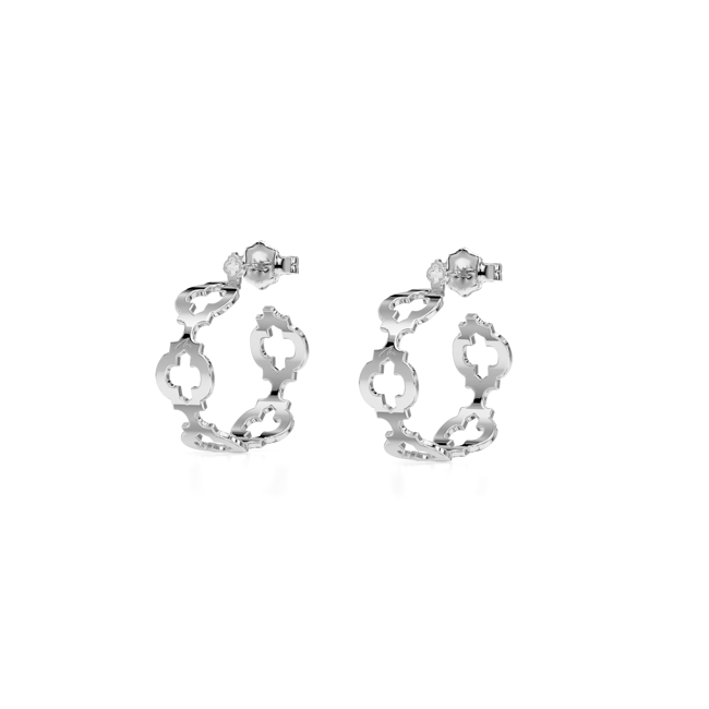 14 KT white gold Noura S hoop earrings