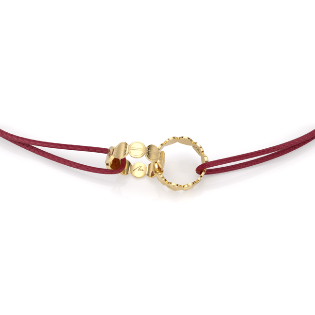Bratara pe snur Twin Embrace, din aur galben 14 KT