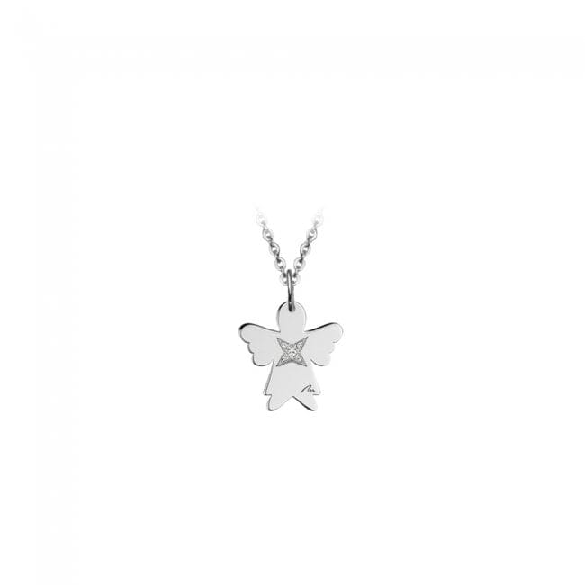 14 KT white gold Angel pendant with white diamond