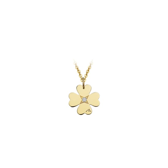 Pandantiv Trifoi, cu diamant alb, din aur galben 14 KT