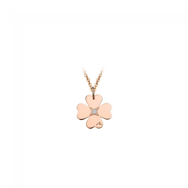 14 KT rose gold Clover pendant with white diamond