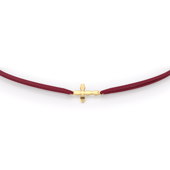 14 KT yellow gold Infinity M Cross pendant on string