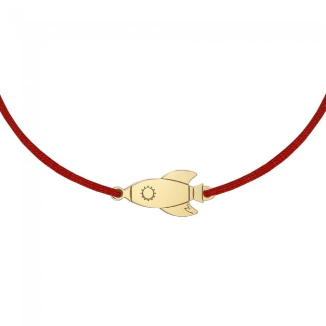 14 KT yellow gold Spaceship bracelet on string