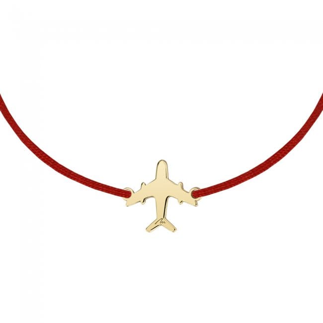 14 KT yellow gold Airplane bracelet on string