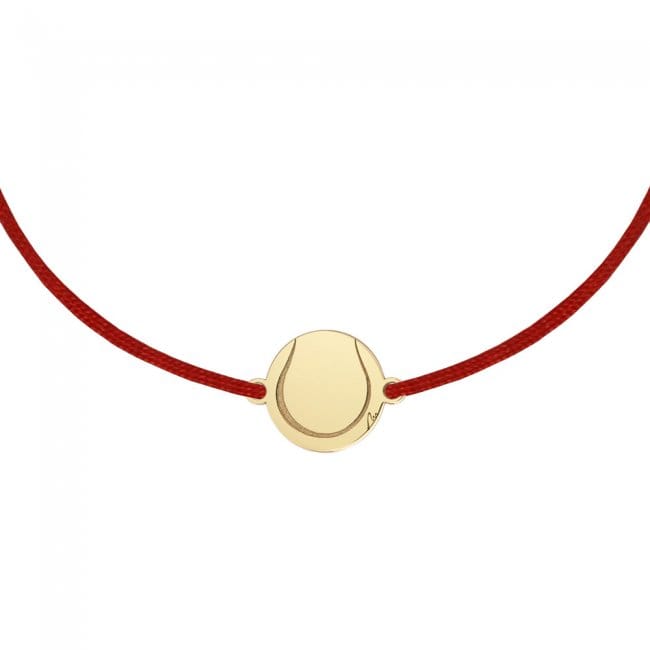 14 KT yellow gold Tennis Ball bracelet on string