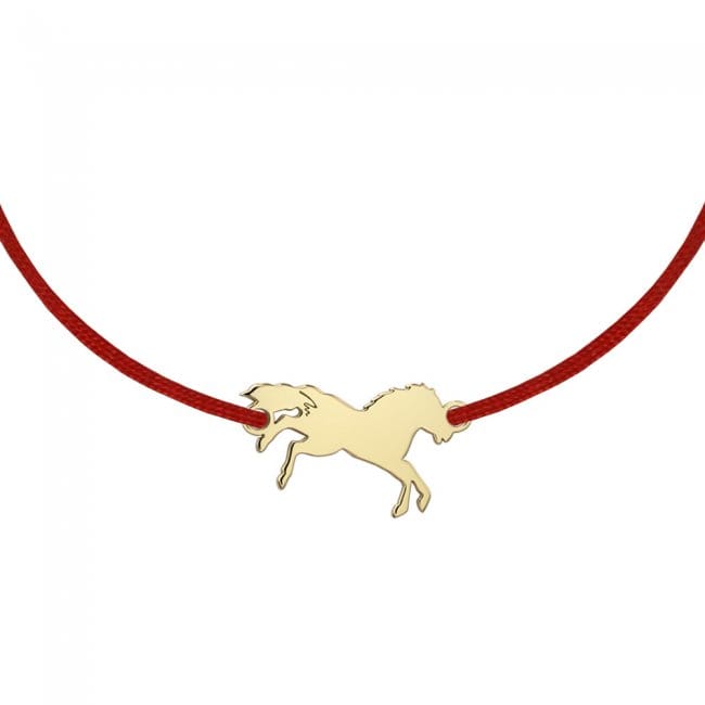 14 KT yellow gold Horsey bracelet on string