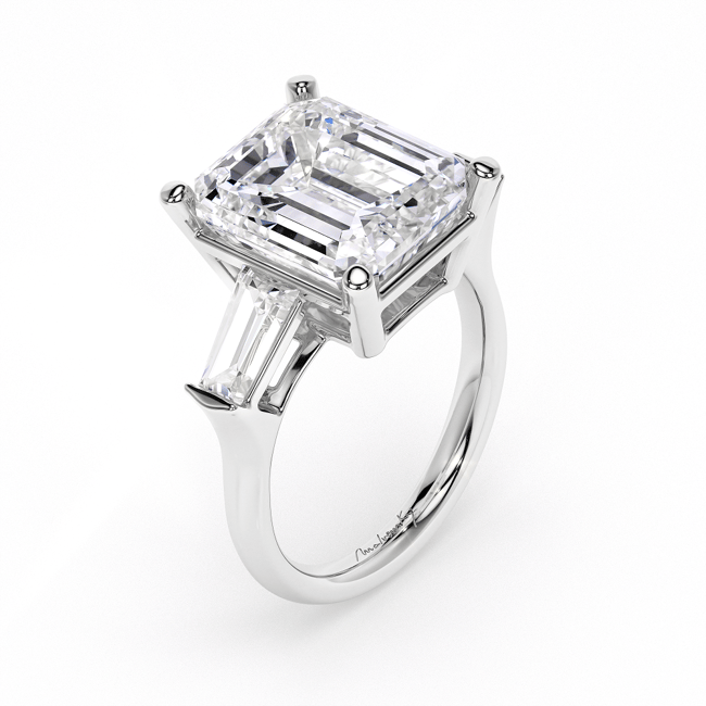 Inel de Logodna Trilogy Aur Alb 18 KT Emerald Cut 5.00 CT