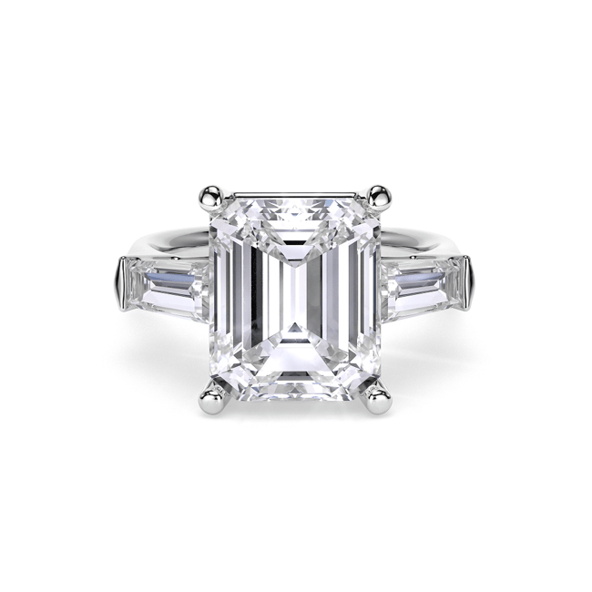 Inel de Logodna Trilogy Aur Alb 18 KT Emerald Cut 5.00 CT