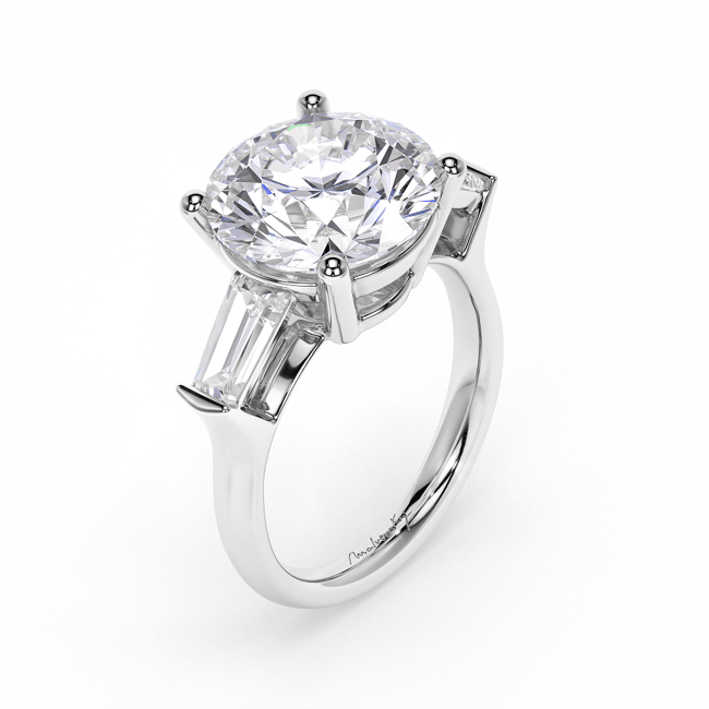 Inel de Logodna Trilogy Aur Alb 18 KT Round Cut 5.00 CT