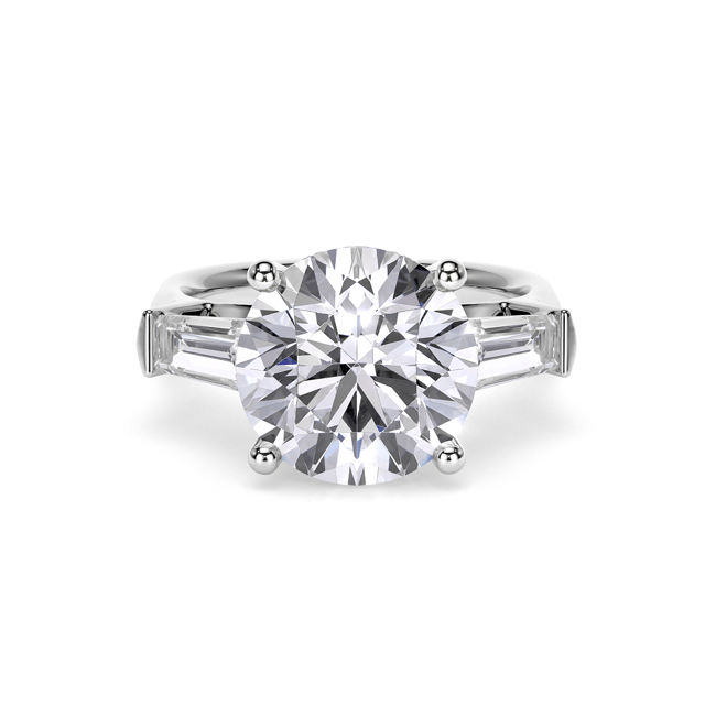 Inel de Logodna Trilogy Aur Alb 18 KT Round Cut 5.00 CT