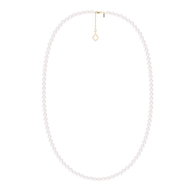 Colier 80 cm cu perle de 6 mm, din aur galben 14 KT