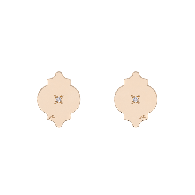 14 KT rose gold Alaya earrings with white diamonds