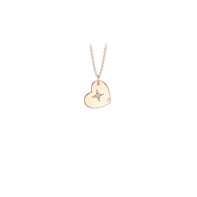 14 KT rose gold Heart S pendant with white diamond