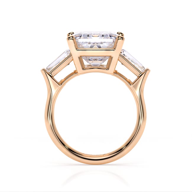 Inel de Logodna Trilogy Aur Roz 18 KT Emerald Cut 5.00 CT