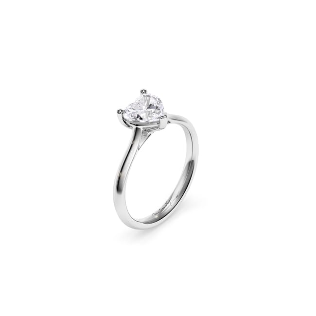 18 KT White Gold Classic Engagement Ring Heart Cut LGD 1.00 CT