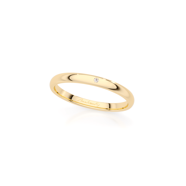 Verigheta aur galben 14 KT cu un diamant, subtire, Iconic