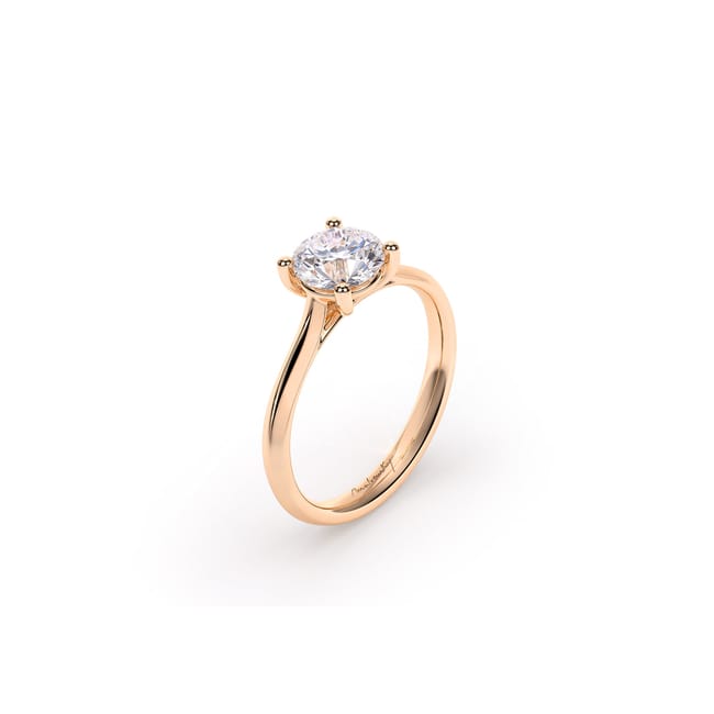 18 KT Rose Gold Classic Engagement Ring Round Cut LGD 1.00 CT