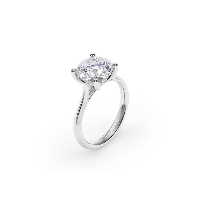 18 KT White Gold Classic Engagement Ring Round Cut LGD 3.00 CT