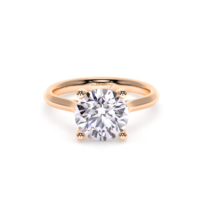 Inel de Logodna Classic Aur Roz 18 KT Round Cut LGD 3.00 CT